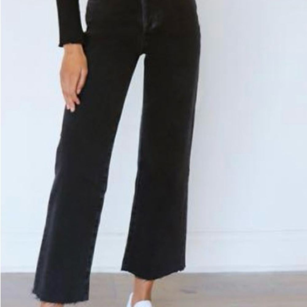 Denim Forum Black Wide Leg Flare Jeans